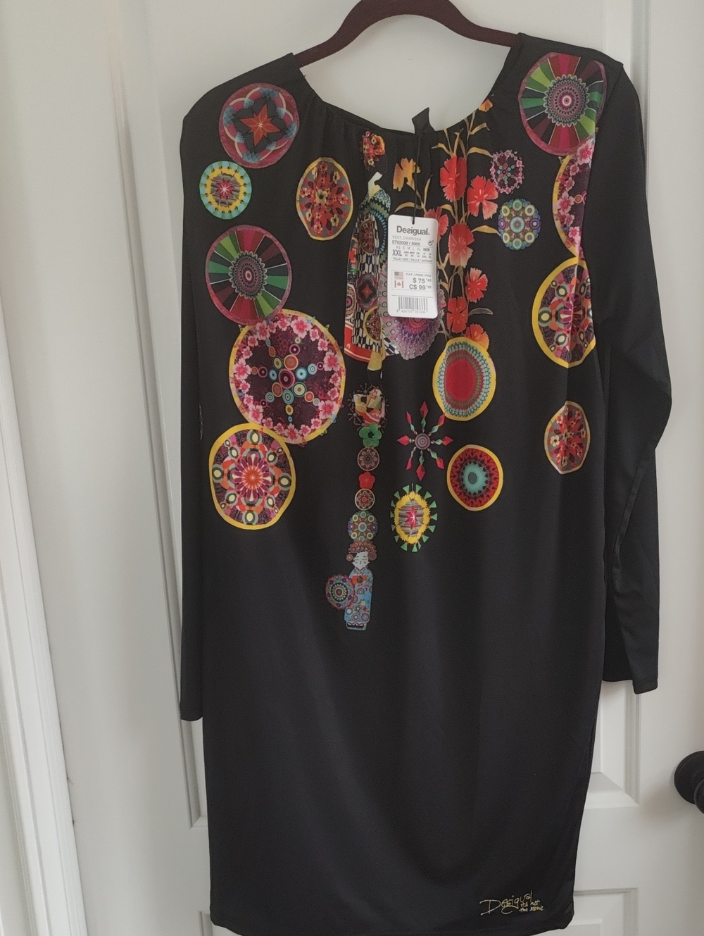 Desigual Black Multicolor Medallion Shift Dress